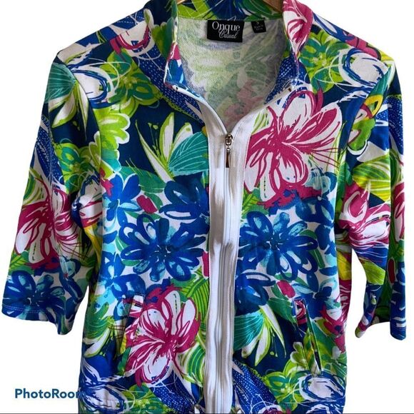 Vintage floral pattern Zip up jacket - Picture 2 of 7